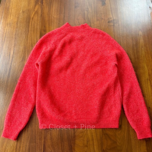 Sezane Trudy Jumper Red Size Medium Pullover Sweater Button Neck - Picture 5 of 12